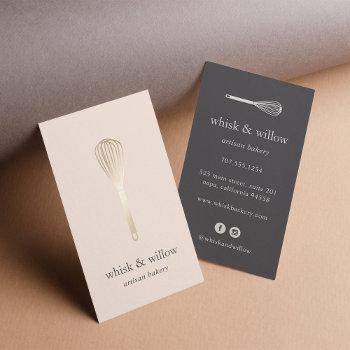 blush & gold whisk | bakery | chef | caterer business card