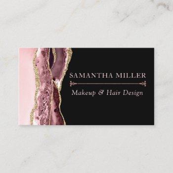 blush marble agate make up artist hair salon business card