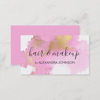 blush pink and gold foil wash girly business card