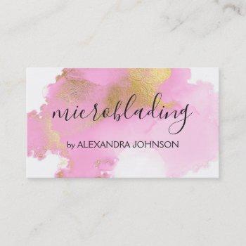 blush pink and gold foil wash girly business card