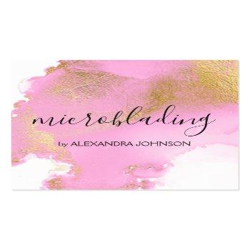 Small Blush Pink And Gold Foil Wash Girly Square Business Card Front View