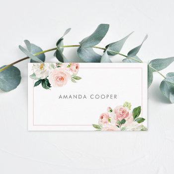 blush pink feminine watercolor floral business card