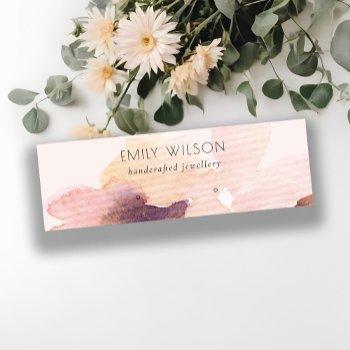 blush pink floral abstract stud earring display mini business card