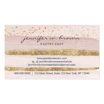 Small Blush Pink Floral Glitter Decorative Cake Business Card Back View