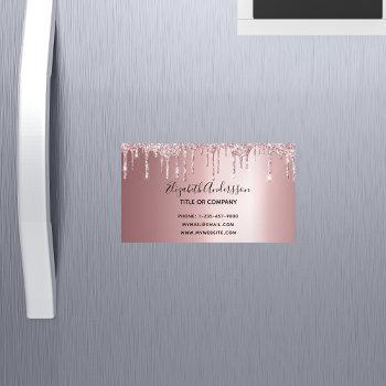 blush pink glitter metallic elegant business  business card magnet