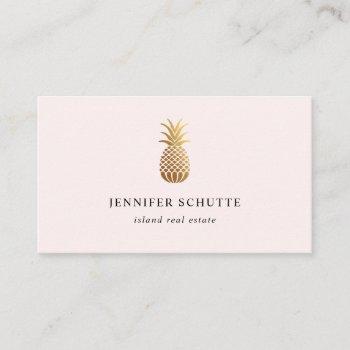 blush pink gold pineapple island real estate agent business card