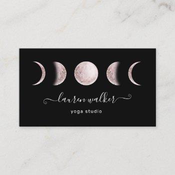 blush pink moon phases yoga studio business card