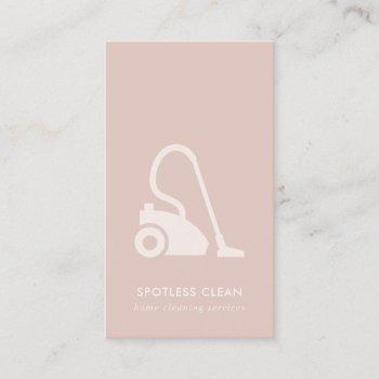 blush pink simple vacuum cleaner cleaning service business card