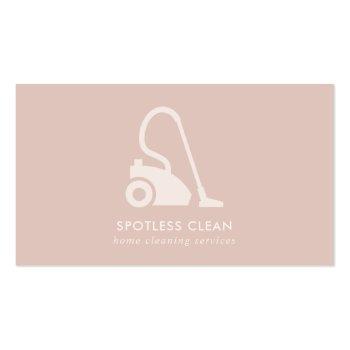 Small Blush Pink Simple Vacuum Cleaner Cleaning Service Business Card Front View