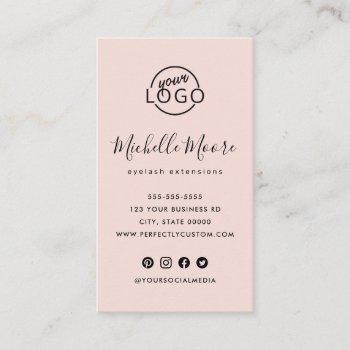 blush pink vertical custom logo business card