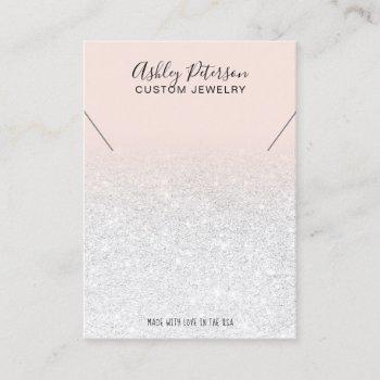 blush pink white glitter jewelry necklace display business card