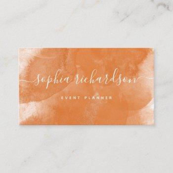 boho orange watercolor and script business card