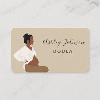 boho pregnant lady illustration doula midwife chic business card