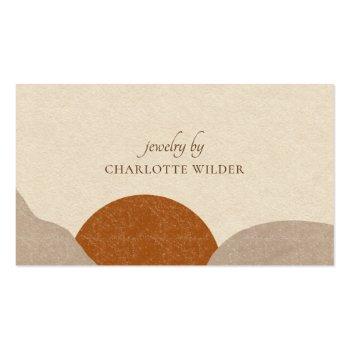 Small Boho Terracotta Sand Abstract Handmade Jewelry Business Card Front View
