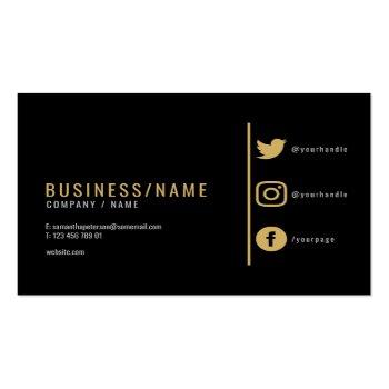 Small Bold Black And Gold Social Media Business Card Front View