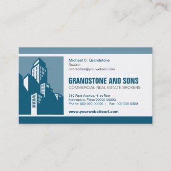 bold blue commercial real estate business card