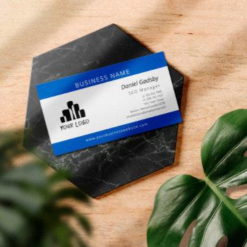 bold blue white your logo one sided business card