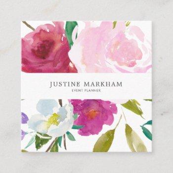 bold floral square business card