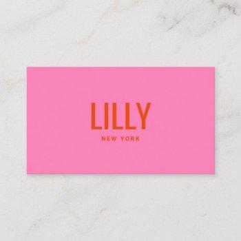 bold hot pink red  typography business card