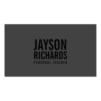 Small Bold Minimalist Black/gray Personal Trainer Business Card Front View