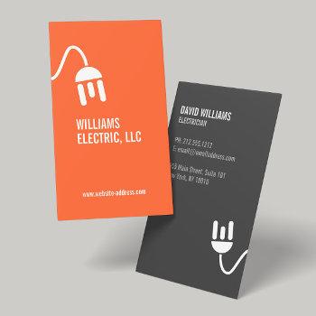 bold orange electrician modern business card