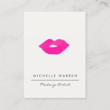 bold pink lips watercolor makeup artist business card