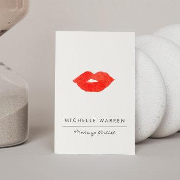 bold red lips watercolor makeup artist business card