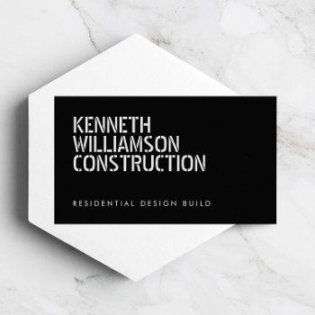 bold stenciled black construction business card