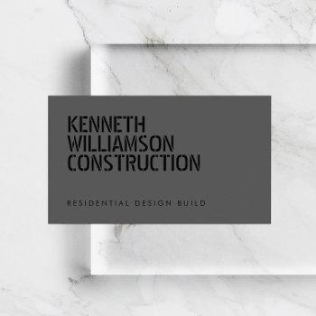 bold stenciled dark gray construction business card