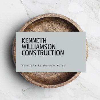 bold stenciled slate construction business card