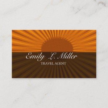 bold sun rising travel agent vacation business card