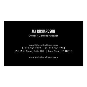 Small Bold Tree Service Logo Green/gray Business Card Back View
