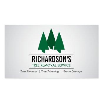 Small Bold Tree Service Logo Green/gray Business Card Front View