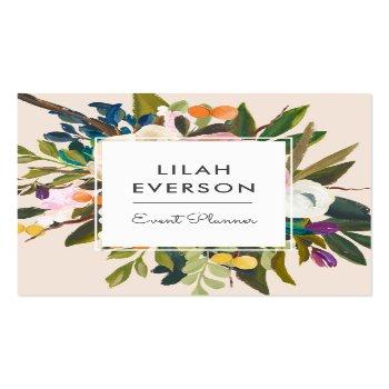 Small Botanical Bliss | Painted Floral | Light Square Square Business Card Front View