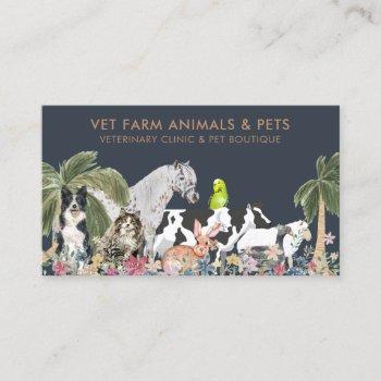 botanical palm tree farm animal cat dog bird pet business card