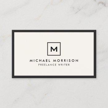 box logo with your initial/monogram black/ivory business card