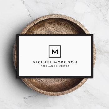 box logo with your initial/monogram black/white business card