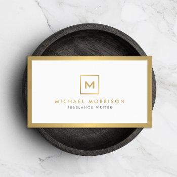 box logo with your initial/monogram in faux gold business card