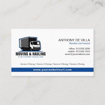 box truck moving & delivery & junk haul service business card