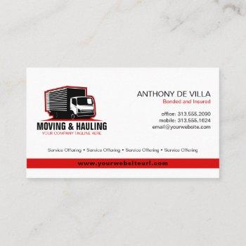 box truck moving & delivery service company busine business card
