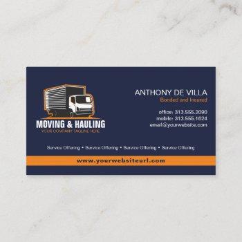 box truck moving & delivery service company busine business card