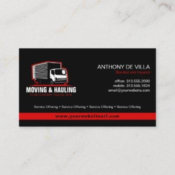 box truck moving & delivery service company business card