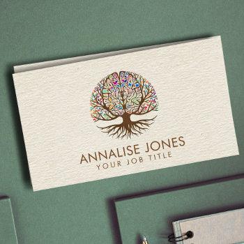 brain tree of life - colorful leaves business card