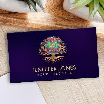 brain tree of life - colorful leaves business card