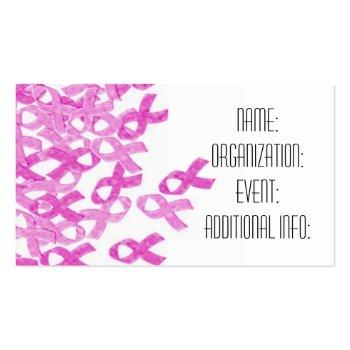 Small Breast Cancer Pink Velvet Ribbon Business Cards Front View