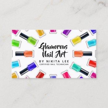 bright rainbow nail art tech salon appointment business card