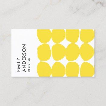 bright retro large hand drawn yellow polka dots business card