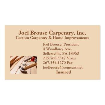 Small Brouse Carpentry Business Card Back View