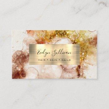 brown and gold watercolor business card