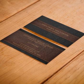 brown & black stitched leather texture business card